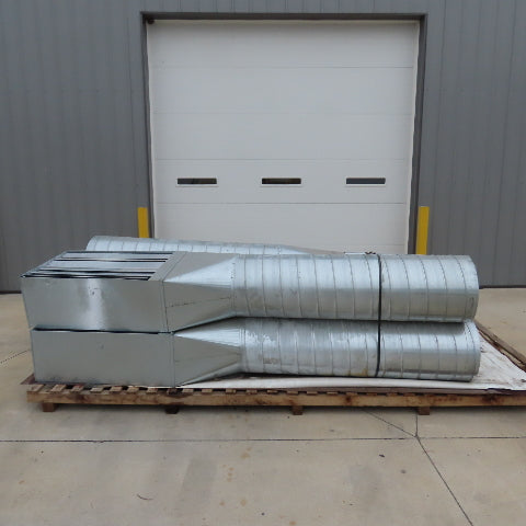 18" OD Galvanized Steel Duct Ductwork W/ 24" x 36" Damper 120" OAL Lot Of 4