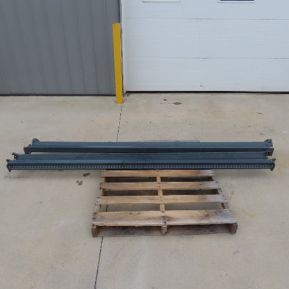 97" x 2.5" T x 3" W Shaved Pin Pallet Racking Beam Shelf 2-Pin Used Lot Of 4