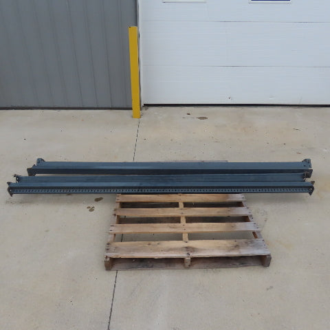97" x 2.5" T x 3" W Shaved Pin Pallet Racking Beam Shelf 2-Pin Used Lot Of 4