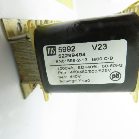 MS 52299494 5992 1KVA 3-Phase Isolation Transformer 460-525V Pri 440V Sec