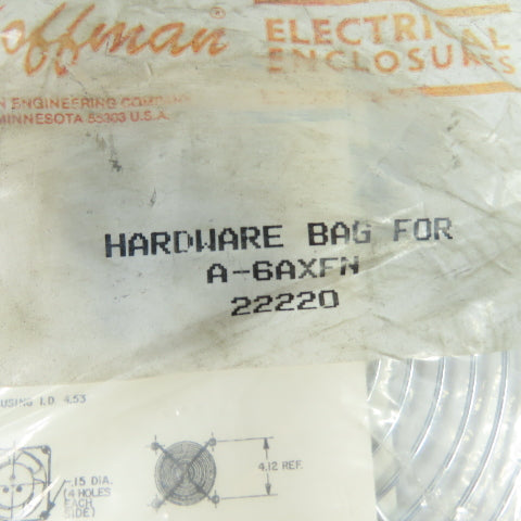 Hoffman A-6AXFN 22220 Cooling Fan Hardware Kit NEW