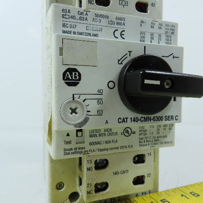 Allen Bradley 140-CMN-6300 Manual Motor Starter 600VAC 90FLA 40-63A Trip