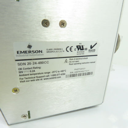 SOLA SDN 20-24-480CC 24VDC 20A Output 3Ph Power Supply 380-480VAC Input
