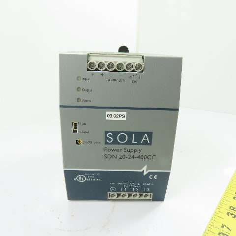 SOLA SDN 20-24-480CC 24VDC 20A Output 3Ph Power Supply 380-480VAC Input
