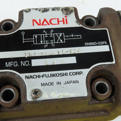 Nachi DNB80-03F5 DMA-G03-F5-E20 3-Position 4-Way Manual Lever Directional Valve