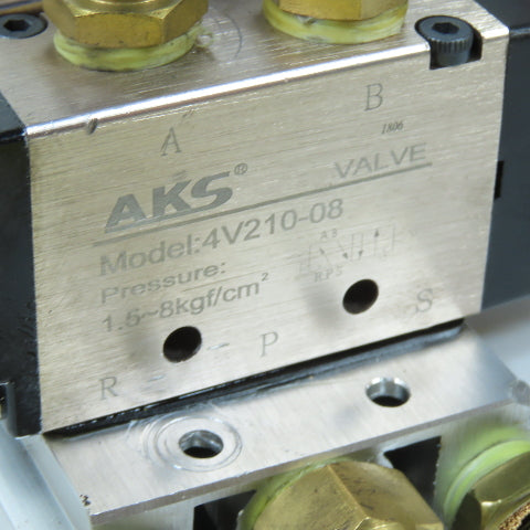 AKS 4V210-08 5-Station Pneumatic Solenoid Valve Manifold Assembly 24VDC