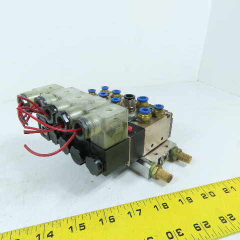 AKS 4V210-08 5-Station Pneumatic Solenoid Valve Manifold Assembly 24VDC