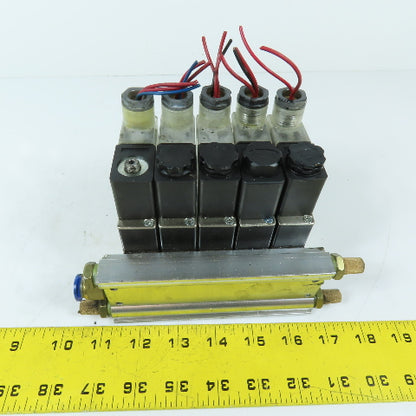 AKS 4V210-08 5-Station Pneumatic Solenoid Valve Manifold Assembly 24VDC