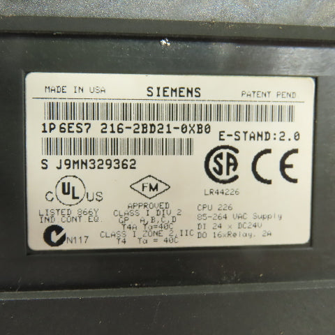 Siemens 6ES7 216-2BD21-0XB0 Simatic S7-200 CPU 226 PLC Module 85-264VAC