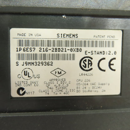 Siemens 6ES7 216-2BD21-0XB0 Simatic S7-200 CPU 226 PLC Module 85-264VAC