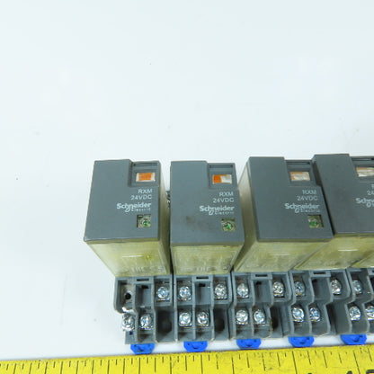 Schneider RXM2LB2BD 24VDC 2-Pole Relay w/ Socket Base 5A 250VAC Lot Of 8