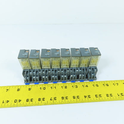 Schneider RXM2LB2BD 24VDC 2-Pole Relay w/ Socket Base 5A 250VAC Lot Of 8
