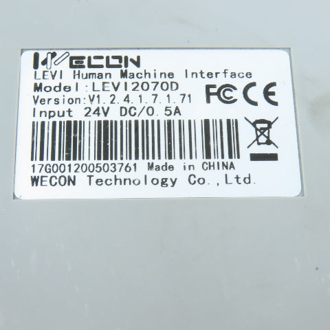 WECON LEVI2070D 7" Touch Screen HMI Human Machine Interface 24V DC