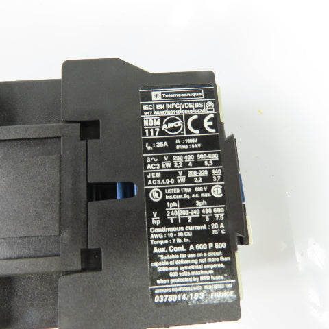 Telemecanique LC1D0910 9A 3-Pole IEC Motor Contactor 1NO Aux 24VAC Coil Lot Of 3