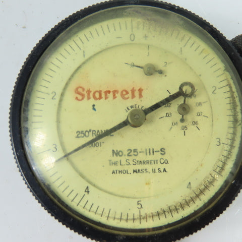 Starrett 25-111-S Dial Indicator .250" Range .0001" Jeweled