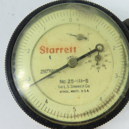 Starrett 25-111-S Dial Indicator .250" Range .0001" Jeweled