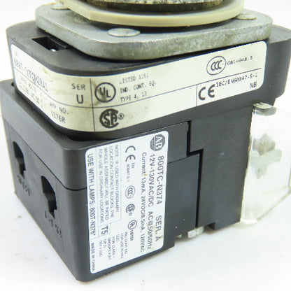 Allen-Bradley 800T-FXTQH2RA1 Illuminated Red Push-Pull Button 12-130V AC/DC