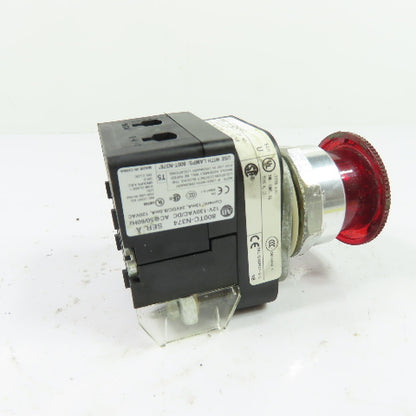 Allen-Bradley 800T-FXTQH2RA1 Illuminated Red Push-Pull Button 12-130V AC/DC