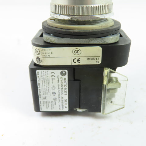 Allen-Bradley 800T-QBH2A 30mm Amber Illuminated Push Button Ser U W/ 800TC-N374