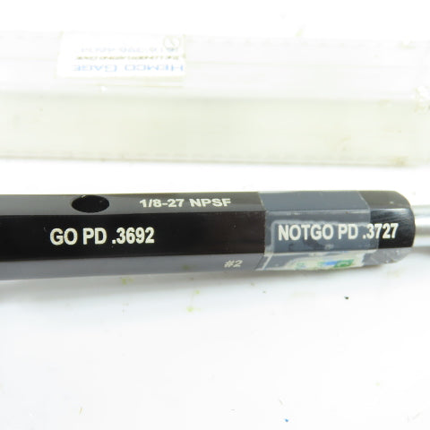 Hemco N/A 1/8-27 NPSF Thread Plug Gage GO PD .3692 NOTGO PD .3727