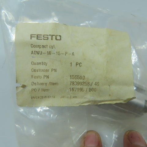Festo 156509 ADVU-16-15-P-A 16mm Bore 15mm Stroke Compact Pneumatic Cylinder