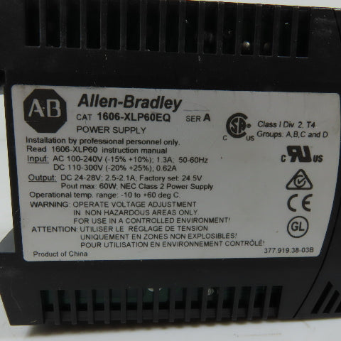 Allen-Bradley 1606-XLP60EQ 60W Power Supply 24-28VDC Output 100-240VAC Input