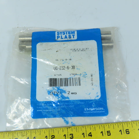 System Plast VG-232-6-38 Stainless Steel Adjusting Rod 5/8" x 6" 3/8-16 Thread