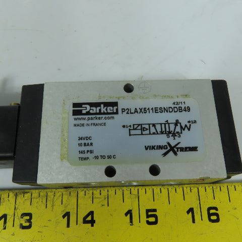 Parker P0194749 P2LAX511ESNDDB49 5/2 Single Solenoid Pneumatic Valve 24VDC