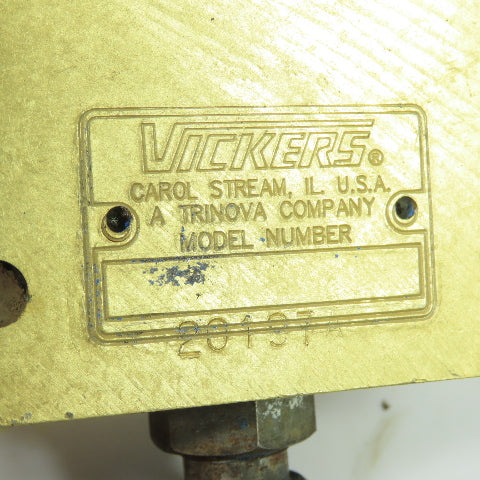 Vickers 20197A 3-Way Pressure Relief Valve Manifold Block