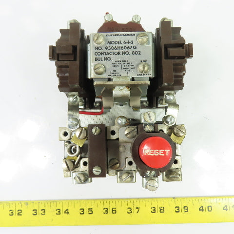 Cutler-Hammer 6-1-3 9586H6067G NEMA Size 0 Contactor w/ Overload Relay 110V Coil