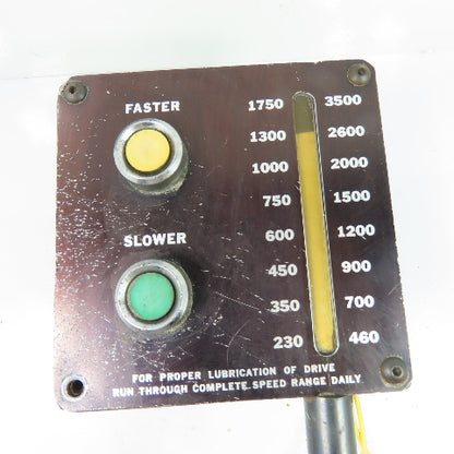FASTER/SLOWER Speed Control Station w/Dual RPM Indicator Scale 230-1750 460-3500
