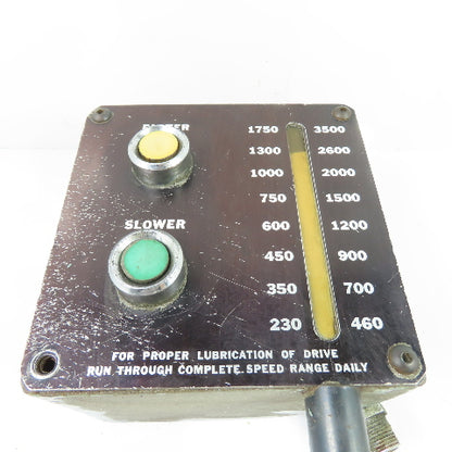 FASTER/SLOWER Speed Control Station w/Dual RPM Indicator Scale 230-1750 460-3500
