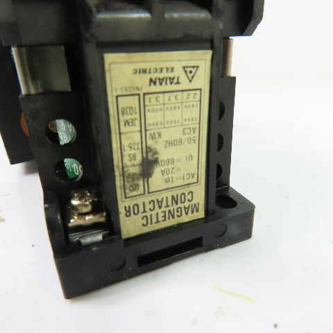 Taian C-11G 20A Magnetic Contactor 110V Coil w/Overload Relay 1.3-2.1A