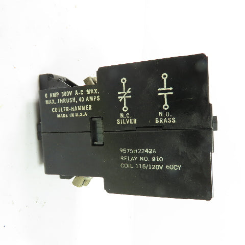 Cutler-Hammer 910 9575H2242A Compact 300 Control Relay 115/120V Coil 6A 300VAC