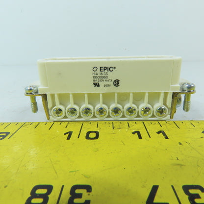 Epic 10530000 H-A 16 SS 16-Pin Male Rectangular Connector Insert 250V