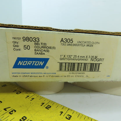 Norton 780727-98033 1" x 132" Uncoated Cloth Backing Belt Lot Of 50