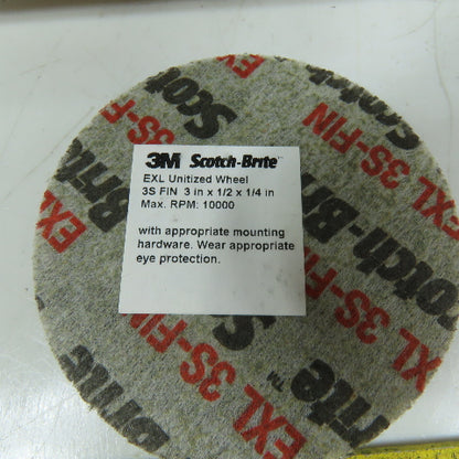3M Scotch-Brite N/A EXL Unitized Wheel 3S-FIN 3in x 1/2in x 1/4in Lot Of 19