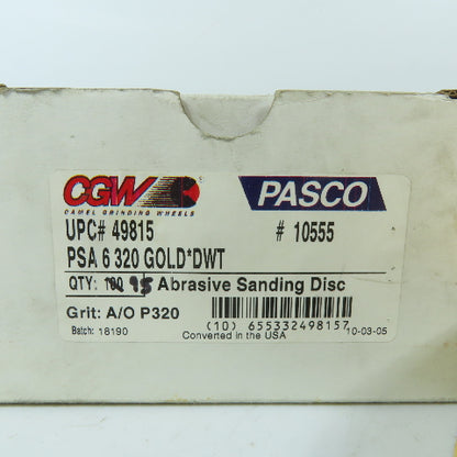 CGW 10555 49815 320 Grit 6" Gold PSA Sanding Discs Adhesive Back NOS Lot Of 95