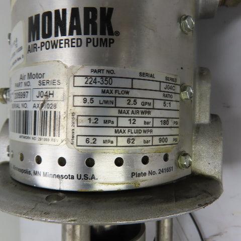 Graco 205997 224-350 Monark 5:1 Ratio Air-Powered Transfer Pump 2.5GPM