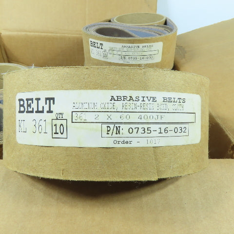 Klingspor KL 361 2x60 Aluminum Oxide Cloth Sanding Belt 400 Grit Lot Of 80