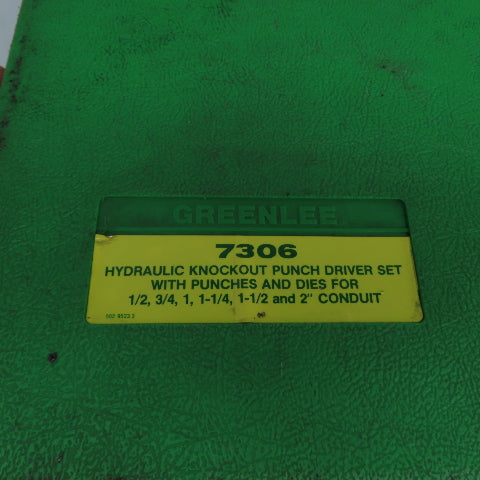 Greenlee 7306 Hydraulic Knockout Punch Driver Set 1/2" to 2" Conduit