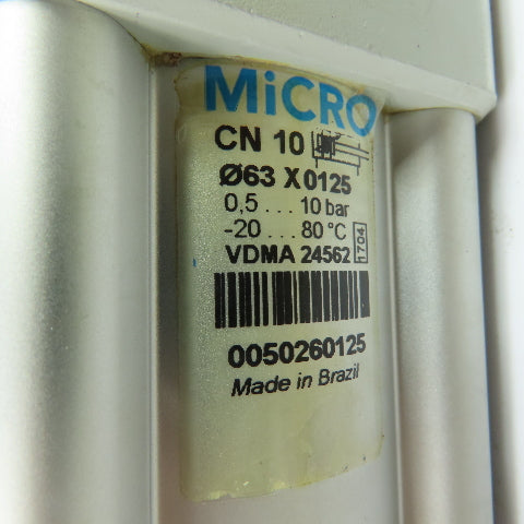 Micro CN10 63mm Bore Pneumatic Air Cylinder 125mm Stroke VDMA 24562