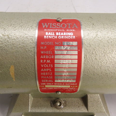 Wissota E-7W 7" Dual Wheel Bench Grinder 1/2HP 115V 3450RPM 5/8" Arbor