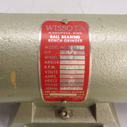 Wissota E-7W 7" Dual Wheel Bench Grinder 1/2HP 115V 3450RPM 5/8" Arbor
