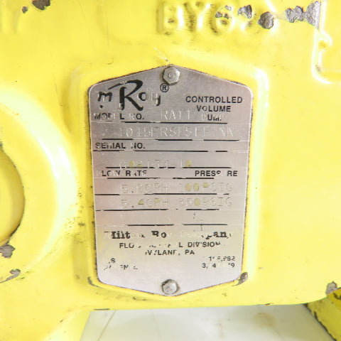 Milton Roy RA11 Metering Pump 1/2HP 3Ph 230/460V 5.4/5.9GPH 100-350PSIG