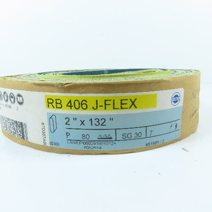 Hermes RB 406 J-FLEX 80 Grit Aluminum Oxide Cloth Sanding Belt 2" x 132" Lot / 7