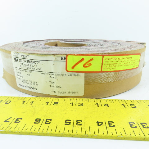 3M 51115-19517 2" x 148" A16 Grit Trizact Fullflex Film-Lok Sanding Belt Lot/ 16
