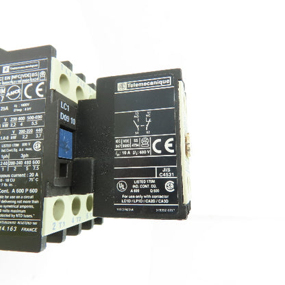 Telemecanique LC1D0910 25A IEC Motor Contactor 24V Coil w/ LA1DN11 Contact Block