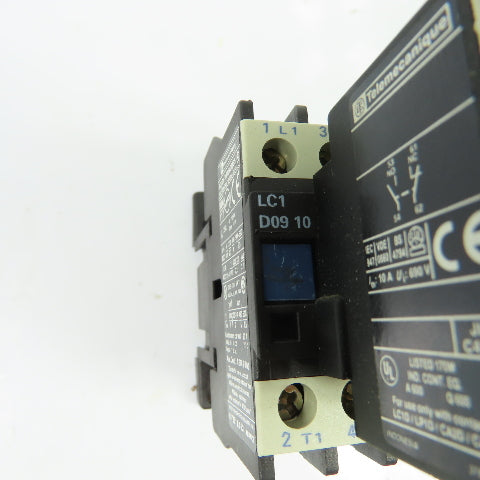 Telemecanique LC1D0910 25A IEC Motor Contactor 24V Coil w/ LA1DN11 Contact Block
