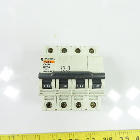 Merlin Gerin C60H D20A Multi 9 20A 4-Pole Type D Circuit Breaker 415V